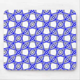 Tapis De Souris trait bleu royal ondulé maillage géométrique