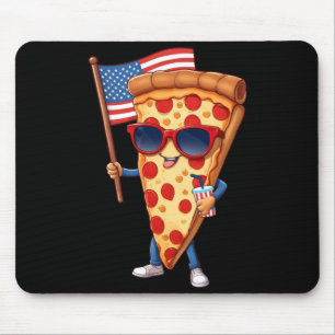 Tapis De Souris Tranche de pizza du 4 juillet Drapeau américain pa