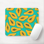 Tapis De Souris Tranches de papaye turquoise (Avec souris)