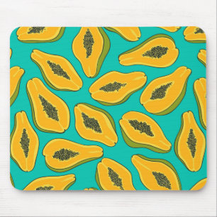 Tapis De Souris Tranches de papaye turquoise