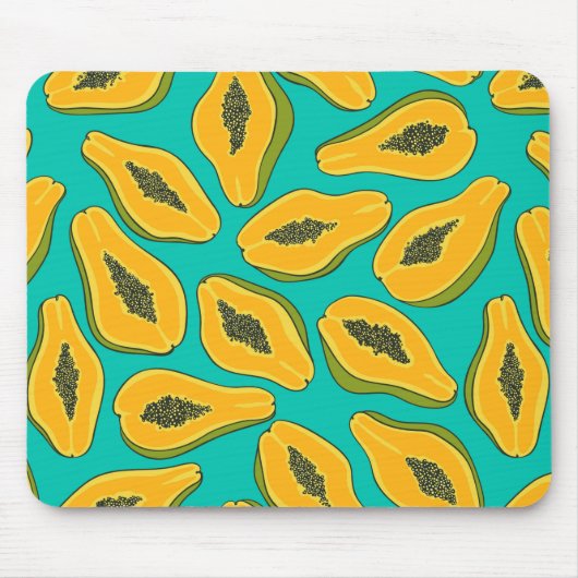 Tapis De Souris Tranches de papaye turquoise (Devant)