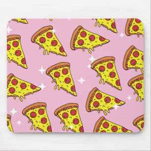 Tapis De Souris Tranches de pizza de style rétro en motif continu