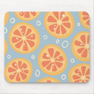 Tapis De Souris Tranches d'orange vives et audacieuses sur fond bl