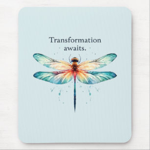 Tapis De Souris Transformation Attend - libellule colorée