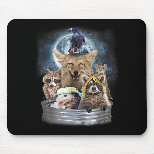Tapis De Souris Trash Animaux hurler à la Lune Funny Team Trash (Devant)