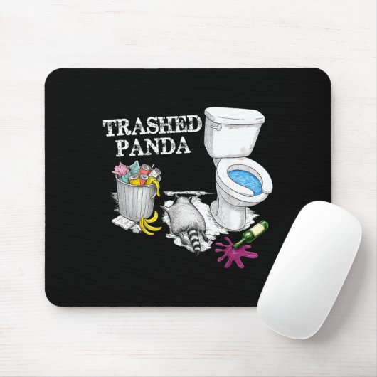 Tapis De Souris Trashed Panda Drunk Racoon Party Animal Meme Funny (Avec souris)