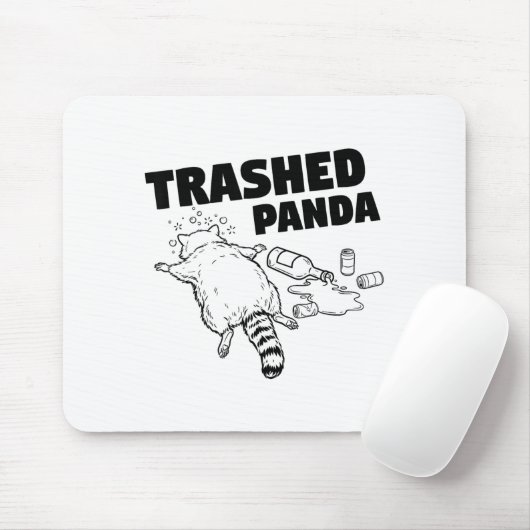 Tapis De Souris Trashed Panda Funny Drunk Racoon  (Avec souris)