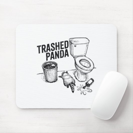 Tapis De Souris Trashed Panda Funny Drunk Racoon  (Avec souris)