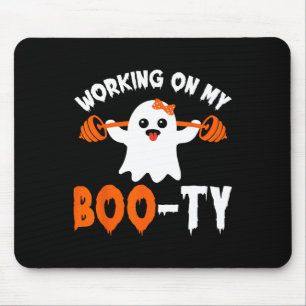 Tapis De Souris Travail Sur Mon Booty Gym Booty Boo-tee Ghost Pun
