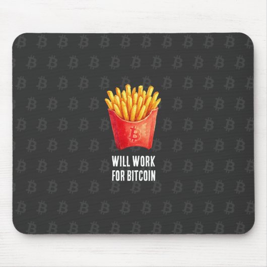 Tapis De Souris Travaillera pour Bitcoin (Noir) (Devant)