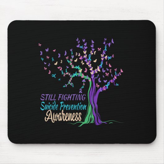 Tapis De Souris Tree Ribbon Still Fighting Suicide Prevention Awar (Devant)