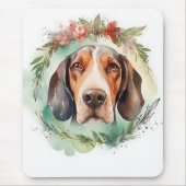 Tapis De Souris Treeing Walker Christmas Wreath Festive Pup (Devant)