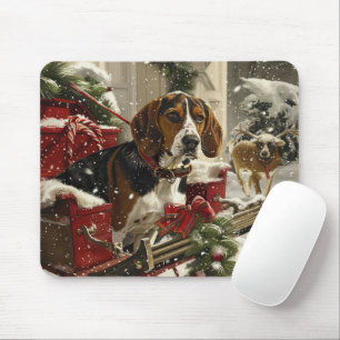Tapis De Souris Treeing Walker Coonhound Chien Noël Festif