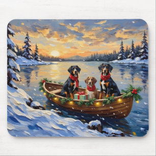 Tapis De Souris Treeing Walker Coonhound Noël Bateau Fêtes