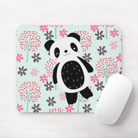 Tapis De Souris Trees, Flowers, and Panda Bears (Avec souris)