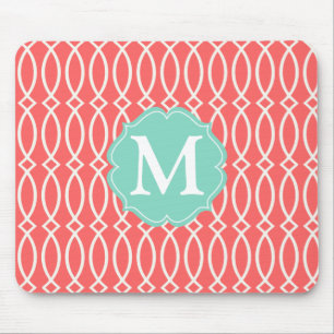 Tapis De Souris Treillis moderne de corail élégant personnalisé
