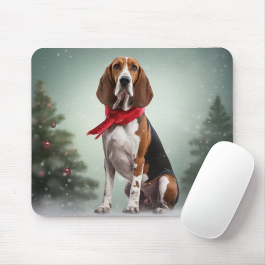 Tapis De Souris Trek Walker Coonhound Dog en Noël de neige (Avec souris)