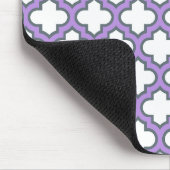 Tapis De Souris Trellis blanc et violet, treillis, Quatrefoil (Coin)