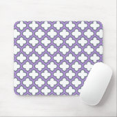 Tapis De Souris Trellis blanc et violet, treillis, Quatrefoil (Avec souris)
