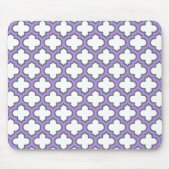 Tapis De Souris Trellis blanc et violet, treillis, Quatrefoil (Devant)