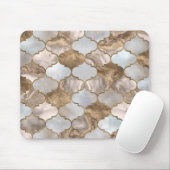 Tapis De Souris Trellis marocain Marbre blanc et or (Avec souris)