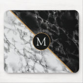 Tapis De Souris Trendy Black & White Marble Stone -Add Your Letter (Devant)