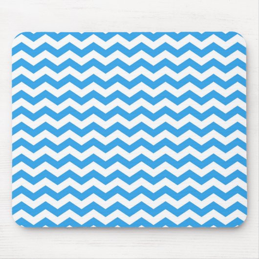 Tapis De Souris Trendy, bright blue chevron zigzag stripes. (Devant)
