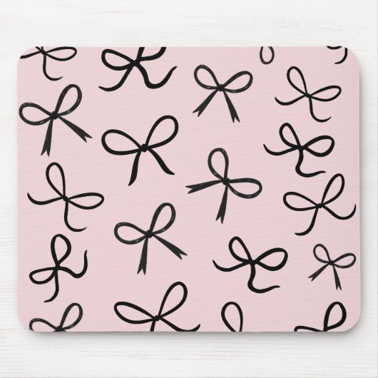 Tapis De Souris Trendy Cute Little Black Bows Rose (Devant)