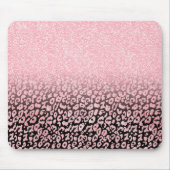 Tapis De Souris Trendy Rose-Gold black Glitter Ombre Leopard Print (Devant)