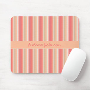 Tapis De Souris Trendy Stripes Peach and Pink Name