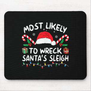 Tapis De Souris Très Probable D'Évacuer Père Noël Sleigh Family Ch