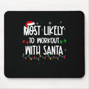 Tapis De Souris Très probable entraînement avec père Noël fun noël