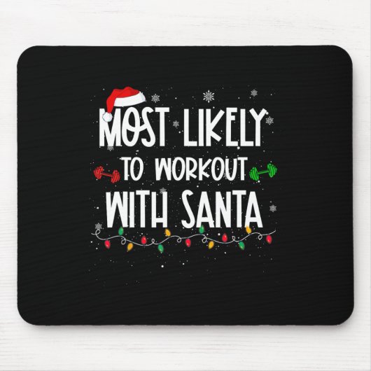 Tapis De Souris Très probable entraînement avec père Noël fun noël (Devant)
