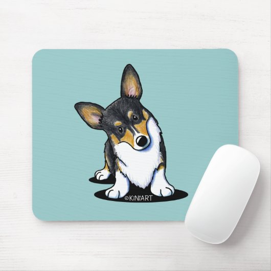 Tapis De Souris Tri Curious Corgi Souris (Avec souris)