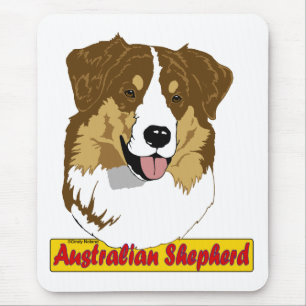 Tapis De Souris Tri rouge de tête australienne de berger coloré