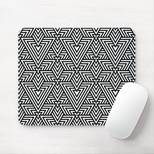 Tapis De Souris Triangle Art déco noir et blanc Motif sans couture (Avec souris)