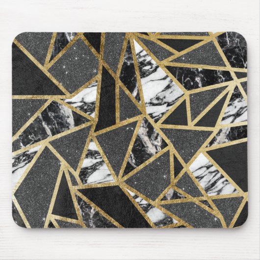 Tapis De Souris Triangle géométrique de Faux d'or de marbre (Devant)