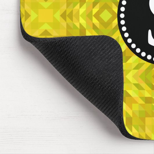 Tapis De Souris Triangle jaune Abstrait Motif noir Monogramme (Coin)