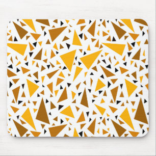 Tapis De Souris Triangles brun jaune sur arrière - plan rétro blan