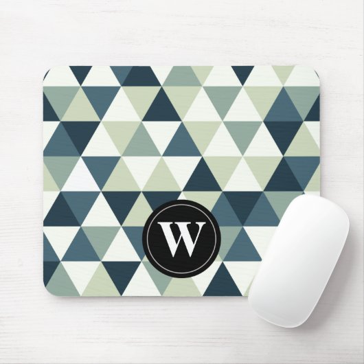 Tapis De Souris Triangles géométriques fraîches, monogramme fait (Avec souris)
