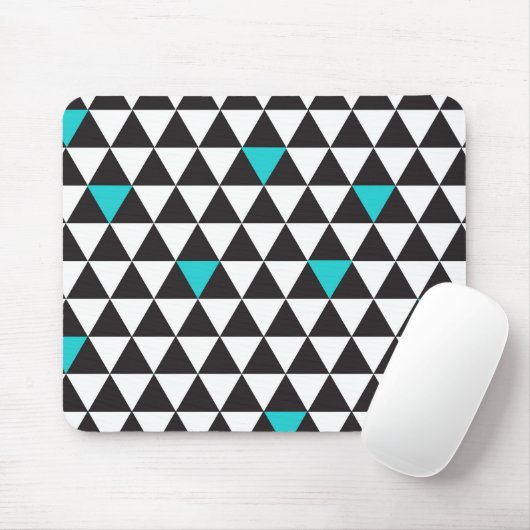 Tapis De Souris Triangles géométriques Turquoise noir blanc (Avec souris)