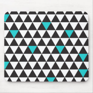Tapis De Souris Triangles géométriques Turquoise noir blanc