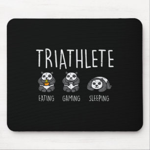 Tapis De Souris Triathlète Panda Mangeant Jouant Dormant Mignon Jo
