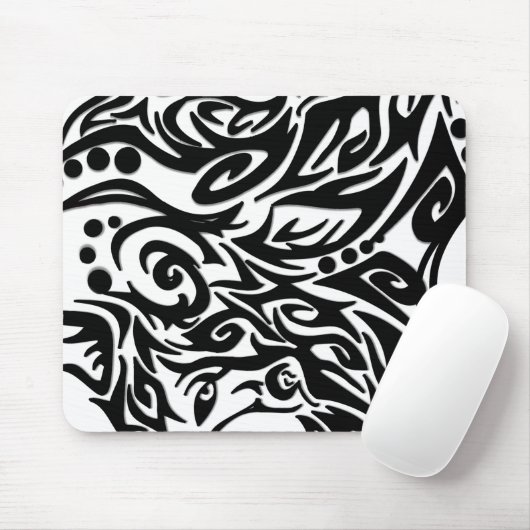 Tapis De Souris Tribal noir abstrait (Avec souris)