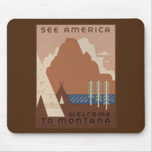Tapis De Souris Tribus d'Indiens Amérindiens de l'État du Montana