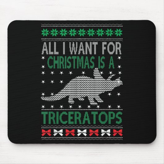 Tapis De Souris Triceratops Dinosaur Ugly Christmas Design Style F (Devant)