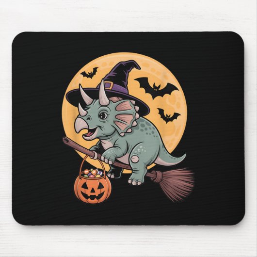Tapis De Souris Tricératops Witch Casquette Citrouille Halloween C (Devant)