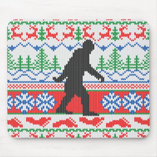 Tapis De Souris Tricot laid allé de chandail de Noël de Squatchin (Devant)