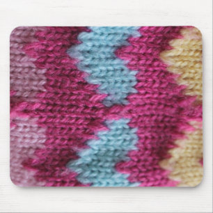 Tapis De Souris tricot rose, bleu et jaune