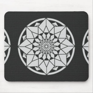 Tapis De Souris Tricot Star Mandala noir et blanc